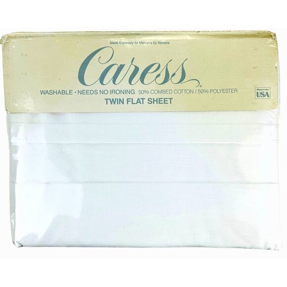 Vintage Caress Twin Flat Sheet JP Stevens For Mervyns Solid White Made In USA - Picture 1 of 3